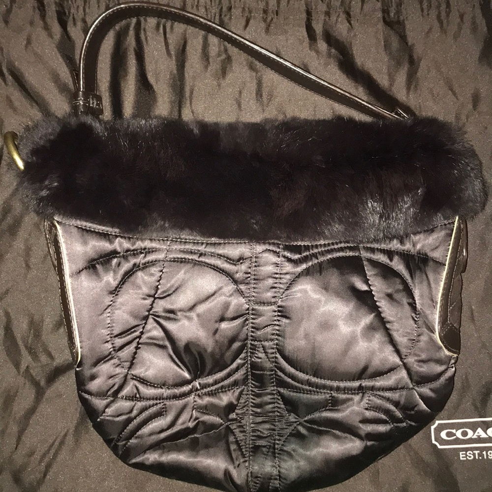 Rabbit fur coach bag